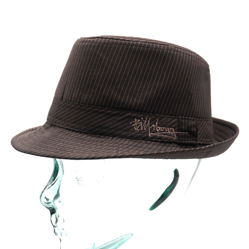 Billabong Headwear Mens Fedora Hat S/M Brown Pinstripe Wool Blend Trilby